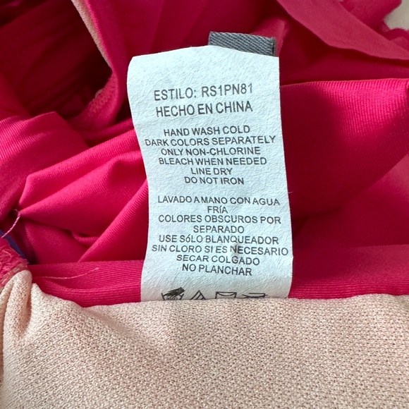 NWT Kenneth Cole Swimsuit Top Pink Ruffle Tie Neck Size Med - Picture 11 of 11